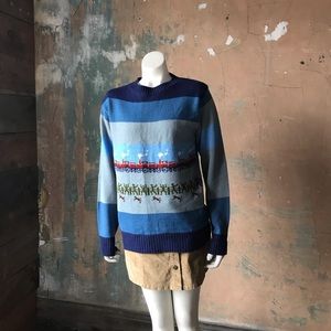 Ugly but Cozy Men’s Sweater with Trains & Cowboys